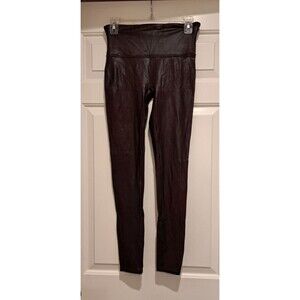 SPANX Purple/ Metallic Faux Leather Stretch Leggings Size Medium